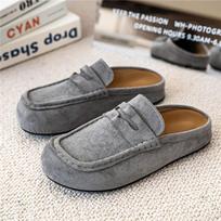 Large size neck Ken retro old money wind Muller heightening Boken shoes bag head half drag 44 gray
