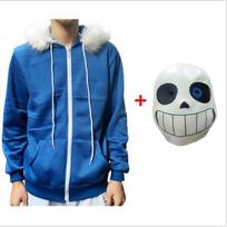 Sans Kostiumas Cosplay Anime Undertale Hoodies Latekso Kaukė Šviežias Kaulo Striukė Sans Plius Aksomo Kostiumai Matches the image,L blue