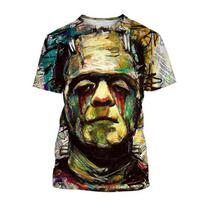 Classic Horror Movie Frankenstein 3D Printed Men/Women T-shirts Summer Hip-Hop Trend Short sleeve Tee Top Oversized Streetwear XS žalia
