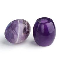 326-Didelės skylutės Krištolo Agato Jado Cilindriniai karoliukai, 16×18mm, 5mm skylutė, Papuošalų aksesuarai ametistas