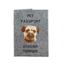 Border Terrier - Dog passport case, document case, gift for the traveller from the Art-Dog brand pilka spalva
