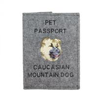 Caucasian Shepherd Dog, Caucasian Ovcharka - Dog passport case, document case, gift for the traveller from the Art-Dog brand pilka spalva