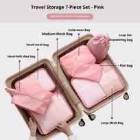 7Pcs Travel Storage Bag Set Luggage Organizer Toiletry Shoe Clothing Underwear Sorting Bags for Travel Packing rožinė