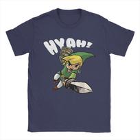 Zeldas Link Hyah Poster T Shirts Unisexs  Pure Cotton Novelty TShirts Round Collar  Tees Short Sleeve Tops Gift Idea 4XL gray