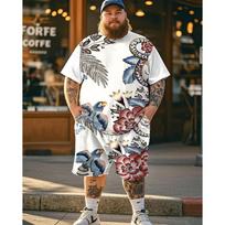 XXS-6XL Didelio dydžio vyriški madingi gatvės drabužiai 2 dalių komplektas Camo Hip-Hop grafinio spaudinio trumpomis rankovėmis marškinėliai ir šortų rinkinys XXL white