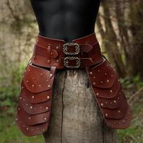 Medieval Viking Gladiator Belt & Leg Guards Costume Armor for Halloween Cosplay chaki