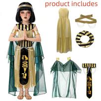 Childrens Halloween Egyptian Queen Costume Set With Headpiece For Stage Shows Girls XL beige