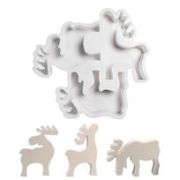 3-in-1 Christmas Elk Resin Silicone Molds for Epoxy Resin, Candle Soap Making 1 white