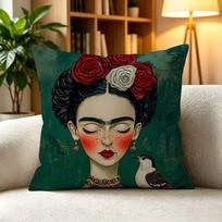 Classic Painter Frida Kahlo  Pillow Case Square DoubleSided Sofa Cushion Cover Bedroom Bedside Pillow 60cmx60cm(24x24Inch) black