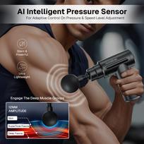 HomeBasic Muscle Mate Massage Gun, Deep Tissue Body Massager Machine with 12mm Amplitude, 6 Speeds (2000-3600 RPM), AI Pressure Sensor, Brushless gray
