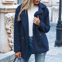Women's Long Sleeve Lapel Button Front Jacket for Casual Fashion Outerwear XL raudona