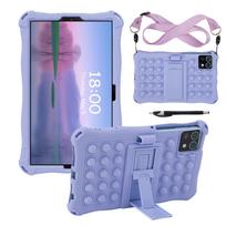 Kids Case For Samsung Galaxy Tab A9 8.7 Tablet Cover Tab A11 8.7 SM-X110/X115/X130 X135 Soft Silicon Stand Case Funda capa+strap A11 8.7inch X130X135 white