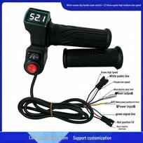 Electric Scooter Throttle Twist Grip with Voltage Display, White Screen, Three-Speed Settings (High, Medium, Low), and Large Handlebar Grip Switch 14.5*6*9 cm black