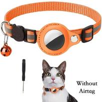 Anti-Lost Cat Collar for Airtag Tracker Protective Case with Bell No GPS Reflective Cats Necklace Kitten Accesories Pet Products IOS GPS oranžinė