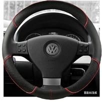 Juodas mikropluošto odos rankomis siūtas automobilio vairo užvalkalas, skirtas Volkswagen Golf 5 Mk5 GTI VW Golf 5 R32 Passat R GT 2005 red round gray