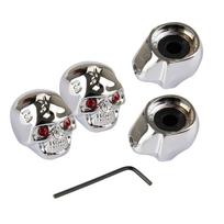 4 Skull Electric Guitar Metal Volume Knob Cap Bass Color Potentiometer Cap with Wrench Musical Instrument Electric Bass black