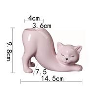 Animacinis katės gėlių vazonas Vaza Miela katės uodega Sukulentų sodinimo vazonas Porcelianinė gėlių vaza Gėlių vazonas Namų dekoravimo aksesuarai Pink white