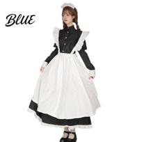 Calf-length Dress 1 Set Maid Cosplay Includes Apron Headband Bow And Socks Unisex Casual Loose A-Line Calf-Length Contrast Color Ruffle Parties Womens L black