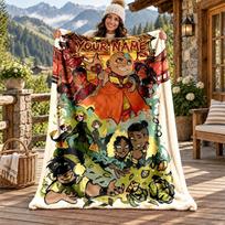 Avatar The Last Airbender Custom Name Flannel Blanket Personalized Soft Warm Plush Throw Blanket Customized Gift for Family Friends 80cmx120cm black