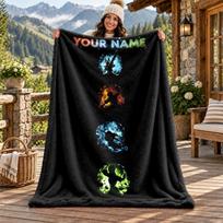 Avatar The Last Airbender Custom Name Flannel Blanket Personalized Soft Warm Plush Throw Blanket Customized Gift for Family Friends 80cmx120cm