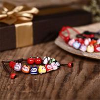 Handmade Ceramic Maneki Neko Bracelet Lucky Cat Red String Hand Rope Cat Bead Bracelet  Girls kava