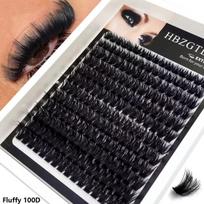HBZGTLAD 8DFluffy Cluster Lashes 60D-200D DIY Eyelash Extensions 8-18MM C/D Curly Lash Clusters Thick Wispy Volume False Eyelas D&0.07mm&MIX gray