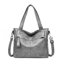 Kokybiškos moteriškos odinės viršutinės rankenos rankinės, moteriškos pečių maišelis Tote Shopper Bag Bolsa Feminina prabangios dizainerio rankinės moterims pilka