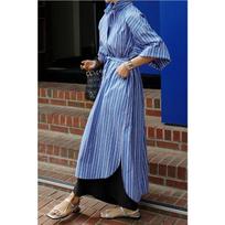 Women's Striped Shirt Dress New Summer Style Three-quarter Sleeve Slimming and Age-reducing Simple Style Casual Long Skirt S black