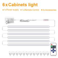 Pritemdoma LED juosta Aliumininė naktinė lempa Su nuotolinio valdymo jungikliu LED šviesos juosta Virtuvės spintelės spintos apšvietimas ES kištukas 6PCS balta