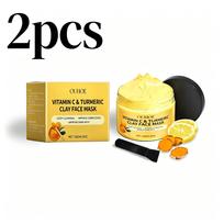 Vitamino C Ciberžolės molio veido kaukė šviesinanti drėkinamoji veido kaukė švytinčios odos priežiūrai 120g 120gx2 yellow