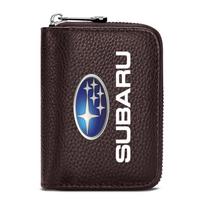 Natūralios odos automobilio vairuotojo pažymėjimo, asmens tapatybės kortelės, banko kortelių piniginė, skirta Subaru Forester Impreza Outback Legacy Tribecacar WRC XV ruda