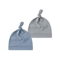 2pcs Baby Bonnet Hat Cotton Comfortable Newborns Fetal Caps Fashionable Knotted Hat Elastic Bonnet Trendy Headwear gray