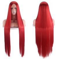 Cosplay perukas 100cm su viduriu juodas tiesus ilgas plaukas Unisex Helovino kostiumas Anime perukas K002-10 red