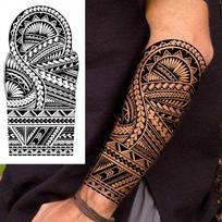 1 lapas Giminės Totemo Pilnos Rankos Laikinos Tatuiruotės Moterims Vyrams Netikros Rankovės Maori Tatuiruotės Lipdukas Kūno Menas Piešinys Šlaunies Kojos Didelė China Mainland white
