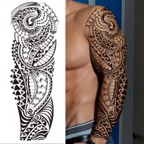 1 lapas Giminės Totemo Pilnos Rankos Laikinos Tatuiruotės Moterims Vyrams Netikros Rankovės Maori Tatuiruotės Lipdukas Kūno Menas Piešinys Šlaunies Kojos Didelė China Mainland