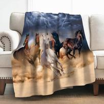 Levens Horse Blanket Gifts for Men Women Boys Decor for Home Bedroom Living Room Lounge Office Dorm Soft Cozy Vintage Lightweig Size: 75*100cm, Weight: 230 GSM black