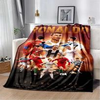 3D Spausdintas Futbolo Žvaigždės CR7 Minkštas Pliušinis Antklodė, Flanelinis Mesti Antklodė Svetainei Miegamajam Lovai Sofai Iškylai Dangalas 80x120cm(31x47inch) gray