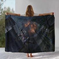 Sekiro SHADOWS DIE TWICE Game Flannel Blanket,Ultra Soft Warm Plush Throw for Home Bedroom Bed Sofa Cover Office Camping Picnic Size: 150*200cm, Weight: 230 GSM gray