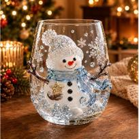 Dažytas Kalėdinis Aukšto Borosilikatinio Stiklo Puodelis 300ml Kalėdų Senelis Sniego Žmogus Gėrimo Stiklas Šventinė Dovana Snowman Christmas Mug brown