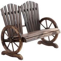 2 Seater Garden Bench Solid Wood Bench With Armrest Garden Furniture 250kg Load Bearing Rustic Bench For Garden Terrace