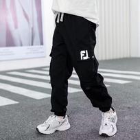 Boy Kids Cargo Tapered Long Pants Big Boys Sports Trousers 160cm juoda