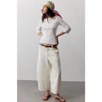 Women Casual Vintage Solid Loose Wide Leg Denim Jeans L balta