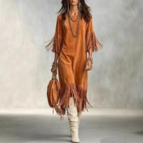 Moteriška Boho Kutų Midi Suknelė Apvalus Kaklas Trijų Ketvirčių Rankovės Laisva Ilga Suknelė Bohemiška Atostogų Atsitiktinė Šventinė Maxi Suknelės L oranžinė