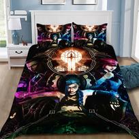 L-League of Legends LOL Jinx Suaugusiųjų Berniukų Mergaičių Miegamojo Dekoras Vaikų Vienviečio Dvigulio Dydžio Antklodės Užvalkalas Pagalvės Užvalkalas Patalynės Komplektai EU Single(135x200cm) black