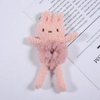 Cute Winter Plush Cartoon Frog Bear Scrunchie Women Girls Kids Elastic Hair Bands Accessories Hair Ring Rope Headdress Ornaments 13x20 cm beige