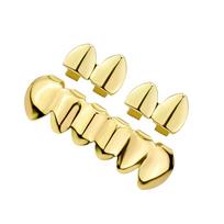 Madingas Hip Hop Dantų Grillz Rinkinys Subtilus Paruoštas Atlikti Blizgantis Dantų Grillz Rinkinys HipHop Aksesuaras Atlikėjams auksas