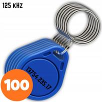 100 RFID prieigos raktų pakabukų Spreest TAG-2 RFID 125 kHz UNIQUE, 40 × 32 × 4 mm