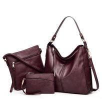 Didelės Crossbody Krepšiai Moteriškos Pečių Rankinės Piniginės ir Piniginės Rinkinys Moterims Dėžutės Hobo Piniginės Trijų dalių rinkinys black