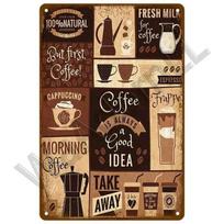 Retro plokščia metalinė iškaba Namų dekoracija Kavos skardinės logotipas Retro sienos meno plakatas Virtuvė Baras Geležies dažų dekoracija Kavos parduotuvė 20x30cm beige