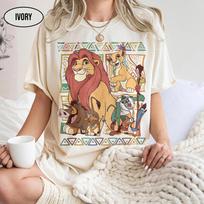 2026 Moteriški Vintažiniai Disney Liūtas Karalius Simba Marškinėliai Disneyland Marškinėliai Per dideli Laisvi Kasdieniniai Marškinėliai Disney Kelionės Marškinėliai 5XL beige